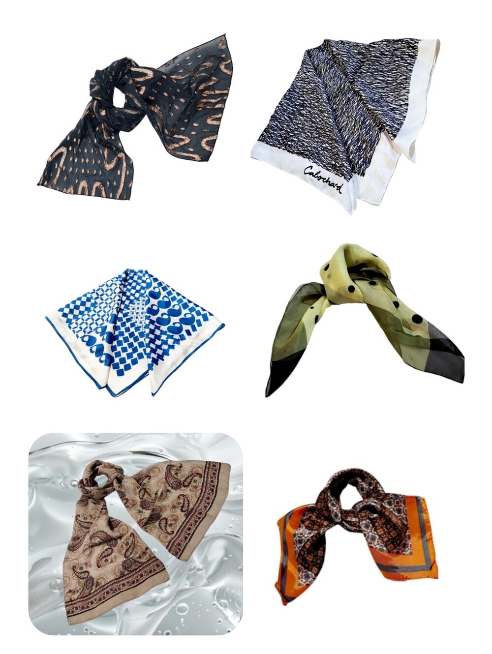 Bundle of 6 Scarves w/ Miscellaneous Colors, Sizes, & Designs